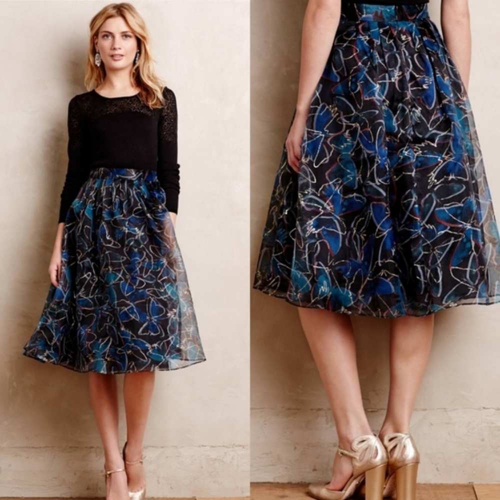 Anthropolog Moulinette Soeurs Butterfly Organza Tulle Skirt, size 4, Gently Worn